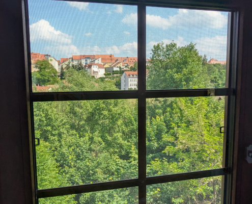 Ferienhaus Sprejnik, Schlafzimmer unten,Blick auf das Spreetal