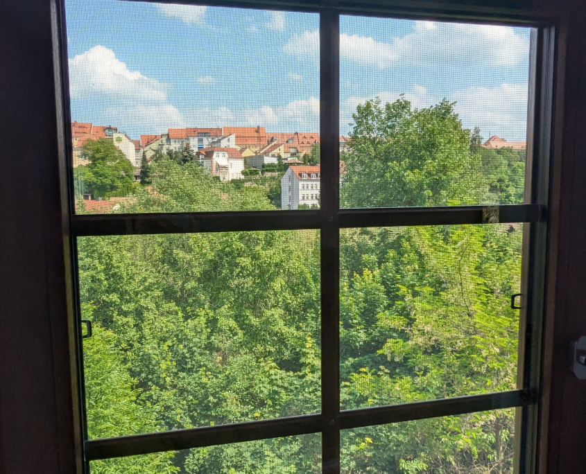 Ferienhaus Sprejnik, Schlafzimmer unten,Blick auf das Spreetal
